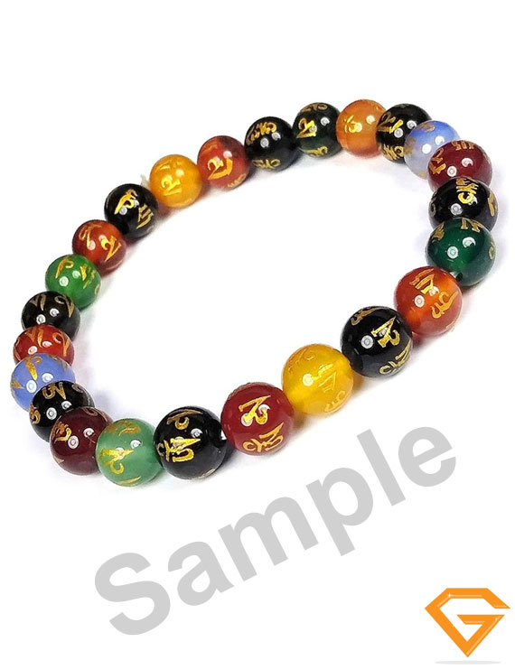Natural Om Mani Stone Bracelet 8mm
